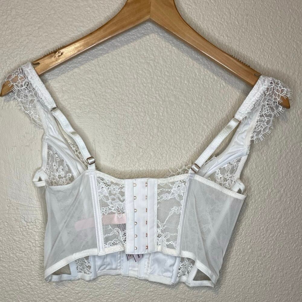 Victoria’s Secret Dream Angel White Floral Lace Satin Bridal Crop Corset Top Med - Picture 4 of 13